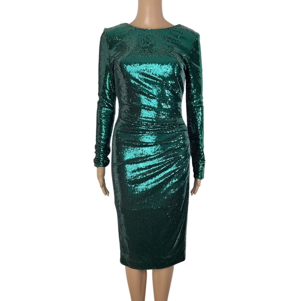 Dress the Population Emilia Green Bodycon Sequin Midi Party Cocktail Dress